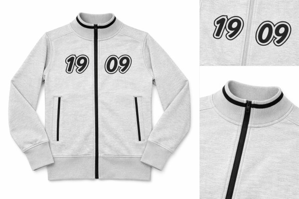 1909 Sweat Jacke mit Stehkragen grau
